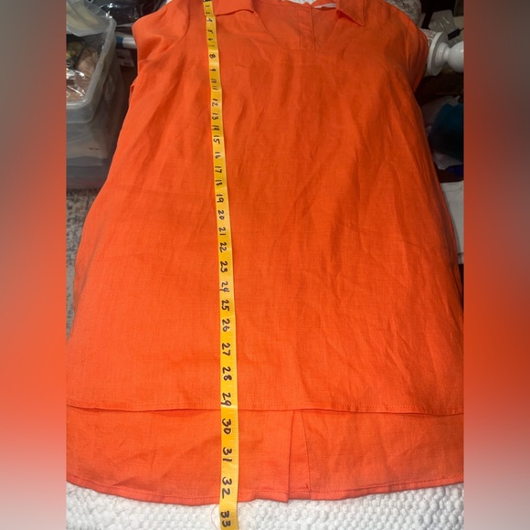 Soft Surroundings Orange 100% Linen Cuffed 3/4 Sleeve top size M - Picture 10 of 12